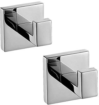 Melairy 304 Edelstahl Chrom Handtuchhaken, Modern Handtuch Robe Quadrat Badezimmer Zubehör, Handtuchhaken für ein Handtuch, Bademantel, Kleiderhaken 2 Stück