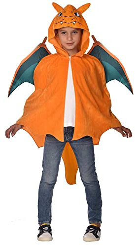 Amscan - Kinderkostüm Glurak, Plüsch-Cape mit Kapuze, Pokemon, Motto-Party, Karneval