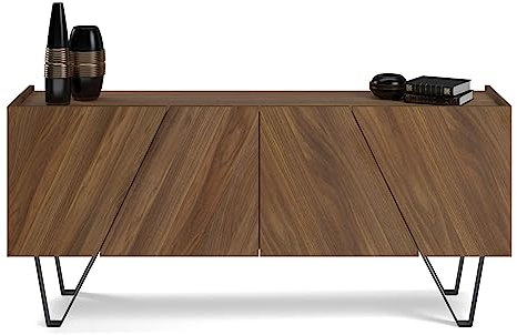 MOBILI FIVER, Emma 4-türiges Sideboard, Nussbaum Canaletto, mit schwarzen Beinen, Made In Italy