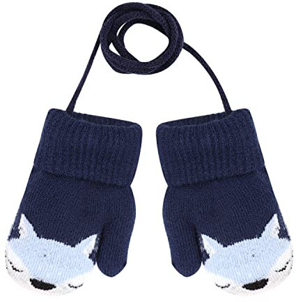 AfinderDE Unisex Baby Kinder Winter Warme Dicken Fäustlinge Handschuhe Doppel Strickhandschuhe Fingerlos Handschuhe Cold Weather Gloves mit Plüschefutter für 2-8 Jahren