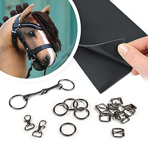 Hobby Horse Trense basteln: Materialet mit Kunstleder in schwarz (Anleitung separat erhältlich)