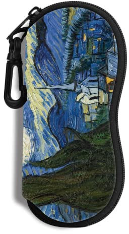 Custodia per occhiali Occhiali da sole Custodia morbida con Clip da Cintura Custodia per Occhiali da Sole con Cerniera in Neoprene Ultraleggero Borsa per Occhiali da Sole Stampata(Notte stellata)