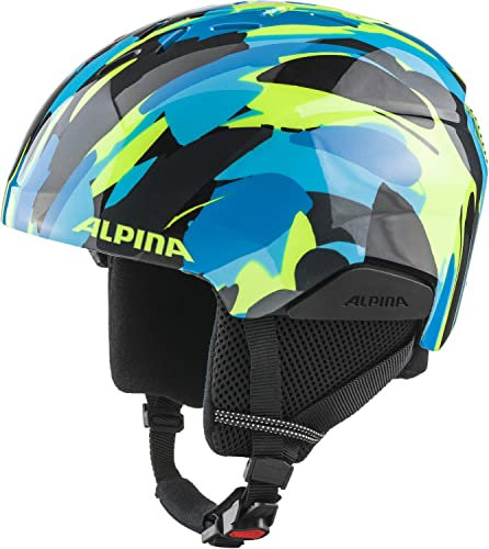 ALPINA Unisex-Kinder PIZI Skihelm, neon-Blue Green Gloss, 51-55 cm