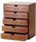 QWORK Home Office Schreibtisch-Organizer, Vintage-Holz-Aufbewahrungsbox mit 5 Schubladen, rustikaler Schreibtisch-Organizer, Bastelpapier-Aufbewahrung, Apotheker-Schrank-Organizer