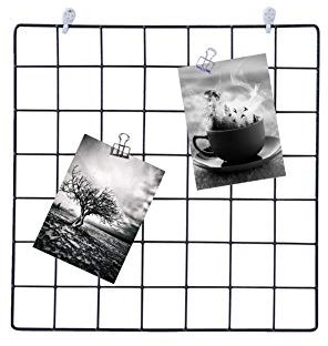 Draht-Wandgitterplatte, Foto-Hängedisplay, Metallgitter-Wanddekoration, multifunktionales hängendes Bild, DIY-Wandkunst-Display, Memoboard, Wandaufbewahrungs-Organizer/63 ( Color : Black , Size : 2pcs