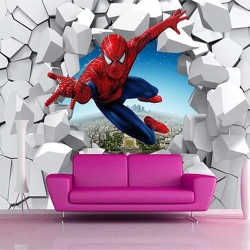 Custom Size Wall Murals，3D Cartoon Broken Wall Mural，Removable Peel and Stick Self-Adhesive Wall Murals Large Photo Wallpaper