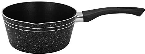Royalford Milk Pan 20CM Multipurpose Saucepan - Non-Stick Coating Soup Pot Milk Pan, Easy to Clean, Induction Sauce Pot with Pour Spout, Black (20 CM)