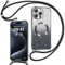 Phoona Handyband Hülle für iPhone 15 Pro mit Band [kompatibel mit MagSafe], Luxuriöse Glitzer Beschichtung Magnetische Handyhülle für iPhone 15 Pro Silikon TPU Stoßfest Schutzhülle, Schwarz