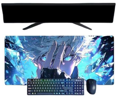 Jujutsu Kaisen Satoru Gojo Mauspad, XXL, multifunktional, Gaming, Anime, Maus, 3 mm, Büro, rutschfest, strukturierte Oberfläche, für Computer, Gamer, Büro, Zuhause und Laptops