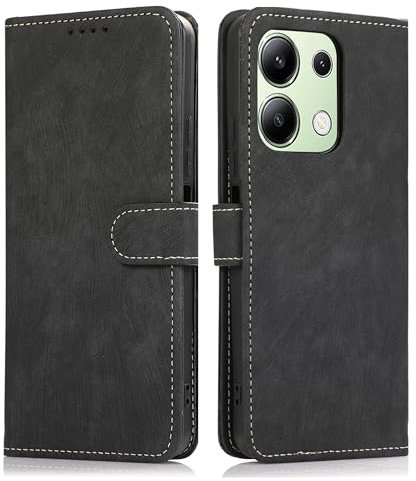 MIKULLE Cover a Libro per Xiaomi Redmi Note 13 4G (6.67), Custodia in Pelle PU e Silicone TPU Bumper, Flip Chiusura Magnetica Caso Portafoglio con Funzione Stand - Nero