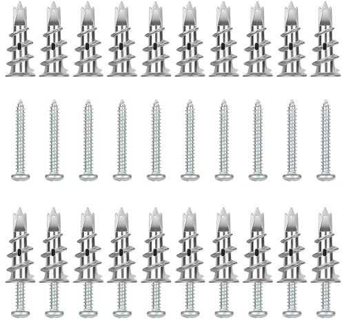 Nadisean 80 Pièces Chevilles pour Placoplatre Autoperceuses, Cheville Placo avec Vis, Métal Cheville pour Plaques de Plâtre, Alliage Zinc Cheville Autoforeuse Placo pour Fixation Plaques de Plâtre