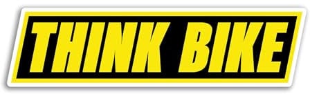 2 x 15cm Think Bike Vinyl Stickers - Yellow Motorbike Motorcycle Awareness Warning Bumper Safety Car Vehicle Van Sign Decal Sticker #81822