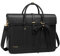 MOSISO Women's 15.6 inch Black PU Leather Laptop Bag, Convertible Backpack, Briefcase, 3 Compartments, Waterproof, Bowknot