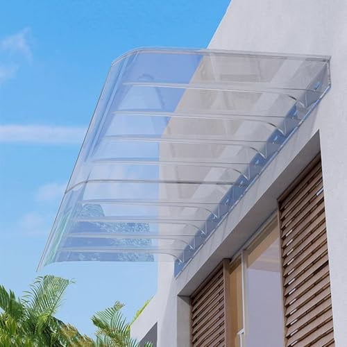 Vordach Für Eingangstür,Überdachung Haustür aus Polycarbonat,Regenschutz Vordach für Haustür,Transparentes Pultbogenvordach Regenfest Schnee und UV Schutz Markise