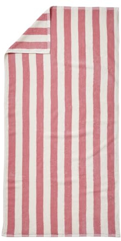 VERTBAUDET Gestreiftes Badetuch TRANSAT, mit recycelter Baumwolle, gestreift, Rosa, 70 x 140 cm