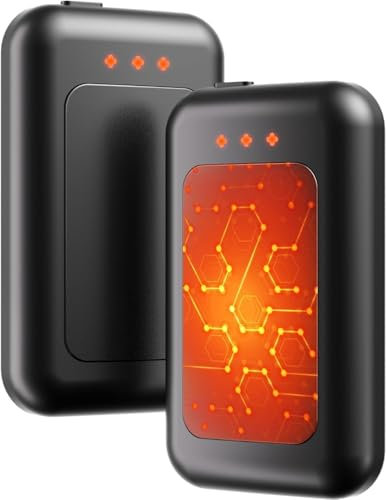 Jerritte Electric Hand Warmers Rechargeable 2 Pack, 6400mAh Rechargeable Hand Warmer, 16 Hrs Portable Hand Warmer for Outdoor Camping Hunting Golf Accessories, Gifts for Women Men - Black, Regular
