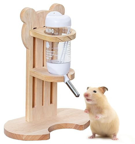 Sertay Dispensador de Agua para Hámster y Conejo - Bebedero y Botella con Soporte, Accesorios Biberones para Hámsters Enanos y Lemmings de la Pradera