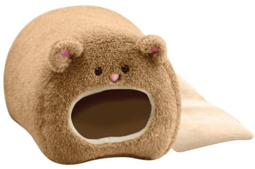 Valicaer Meerschweinchen Bett,Meerschweinchen Kuschelhöhle Kaninchen Kuschelhöhle Kuschelig Hamster Haus Höhle mit Abnehmbarem Kissen Winter Betthöhle Schlafsack für Zwergkaninchen Chinchilla (Braun)