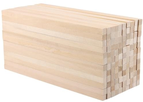 KEILEOHO Lot de 120 baguettes en bois carrées, 25 x 1 x 1 cm, pour travaux manuels, blocs en bois pour bricolage et artisanat