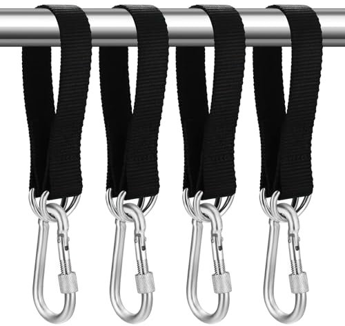 Tenbrachian 4 Sets Tree Swing Straps Hanging Kit Straps, 30cm x 25mm Heavy Duty Hammock Straps, Adjustable Swing Hanging Straps with 4 Carabiner Hooks & 4 D-rings, for Tree Swing Hammocks(30CM)