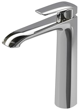 VIGOUR vogue Einhand-Waschtisch-Batterie 320 mm, verchromtes Messing, ohne Hebel, ohne Ablaufgarnitur, erhöhter Sockel für Aufsatzwaschbecken, 6 l/min mit Keramikpatrone