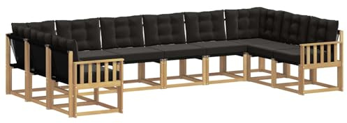 vidaXL Outdoor-Sofagarnitur mit Kissen 10 pcs Weiß und Schwarz, Gartenmöbel, modernes Outdoor-Sofa, bequemes Lounge-Set für Ihre Terrasse, robust und stylisch