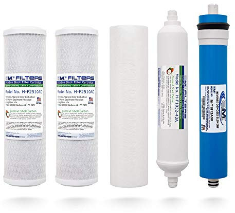 Angewandte Membranen Umkehrosmose-Membran und Filterersatz, 50 GPD Membran mit Vor- und Nachfilter, komplettes RO-Filter-Set und Membran für 5-stufige Wasserfiltersysteme