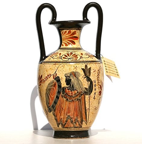 Griechische Keramik-Amphoren-Vase, Topf, Gemälde, Göttin Athene, Gott Zeus