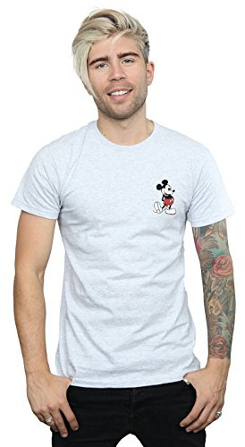 Disney Men's Mickey Mouse Kickin Retro Chest T-Shirt Sport Grey Large