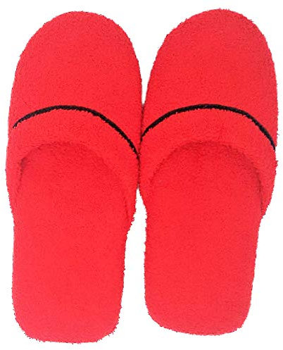 Hausschuhe, Frottee, 100 % Baumwolle (Herren, Rot)