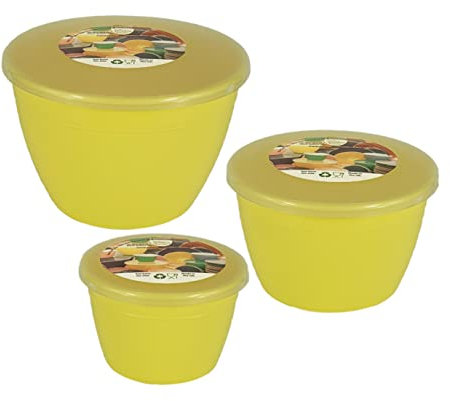Just Pudding Basins 3 Smaller Sizes in One Set Steam Pudding Bowls, Basin and Lid 1x 1/4 Pint, 1x 1/2 Pint 1x 1 Pint (Yellow)
