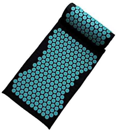 Akupressur-Set-Mat & Kissen-Massage-Therapie Yoga-für Rücken Nackenschmerzen Schmerzlinderung und Muskelentspannung, schwarz, Blau