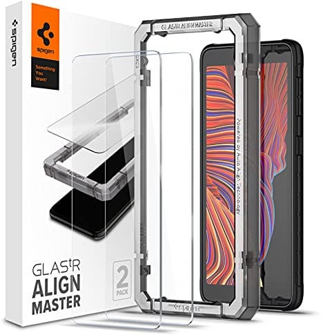 Spigen AlignMaster Verre Trempé compatible avec Samsung Galaxy Xcover 5, 2 Pièces, Résistant aux Rayures, 9H Protection écran