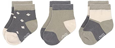 LÄSSIG Kinder Sneaker Socken 3er Set/Anthracite/Olive 12-14