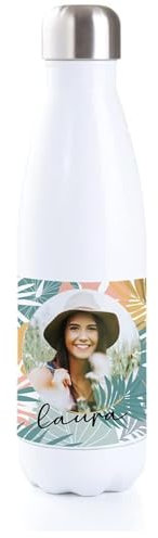 Borraccia Personalizzata con Foto e Testo - Borraccia Termica Acciaio Inox Personalizzabile con Nome e Foto 500ml/700ml/800ml - Idea Regalo Compleanno, Festa della Mamma, Natale (700 ml NON TERMICA)