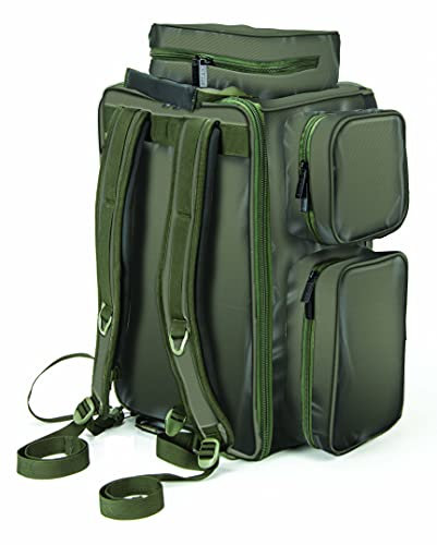 SOLAR TACKLE Unisex Green Undercover Rucksack für Angelausrüstung, mit Außentaschen, Doppelreißverschluss, Innentaschen, kakigrün, Einheitsgröße