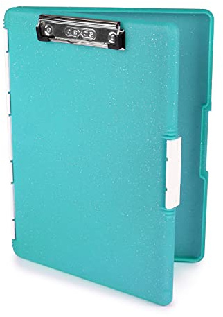 Dexas Slimcase 2 Storage Clipboard with Side Opening, 12.5 x 9.5 inches, Teal Glitter 3517-320GWP