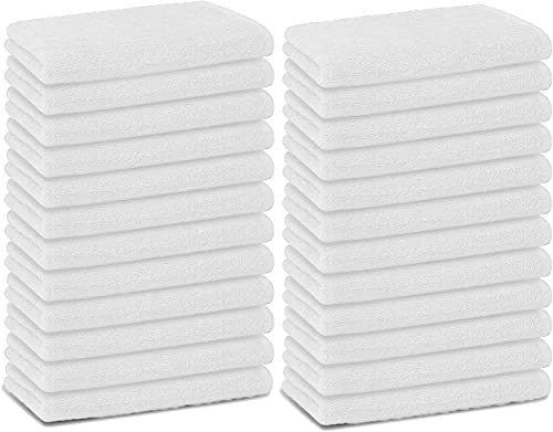 Textila Basic Hand Towels 16x26 Inches – Bulk Pack of 24 – White Color – Soft and Absorbent Multipurpose Cotton Towels for Bathroom, Spa, Gym, Salon, Hotel, and Everyday Use