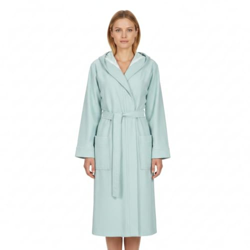 Ringella Unisex Frotteemantel - Bademantel mit Kapuze für Sie & Ihn | Bindegürtel zur Weitenregulierung, aufgesetzte Taschen - komfortabel & pflegeleicht
