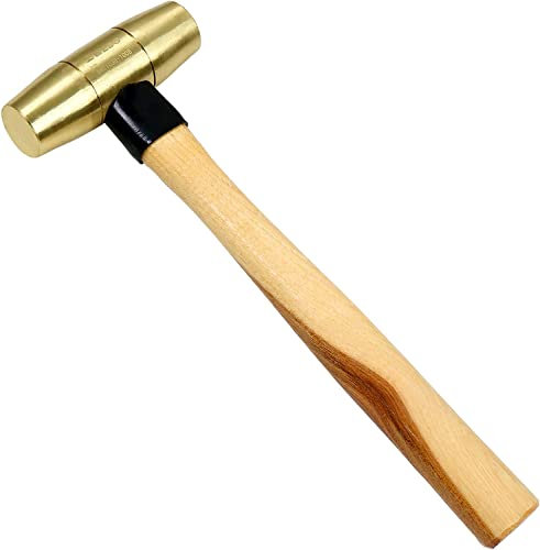 WEDO Marteaux anti-retour avec poignée en bois, tête de marteau en laiton, marteau en laiton standard, 1/2 lb, 280 mm
