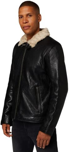 RICANO Arthur - Herren Lederjacke (Regular Fit) mit Fellkragen und Kunstfellfütterung - echtes (Premium) Lamm Leder