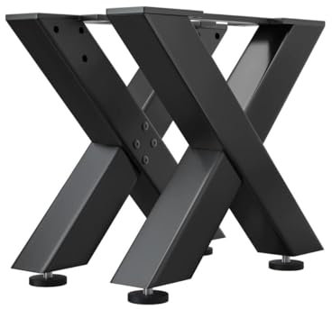 Juana | Tischbeine Metall Schwarz | 2 Stück X Form Tischkufen | Tischgestell B68xH36 cm | Möbelkufen für Couchtisch, Hocker