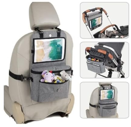 Dreambaby 3 in 1 Baby Changing Travel Bag - Stroller, Car Back Seat Organiser, and Nappy Changing Bag with Tablet Holder for Kids - Large Insulated Storage with Magnetic Lock Closure
