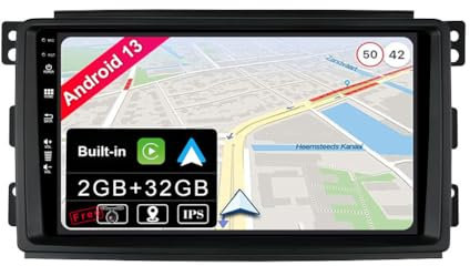 JOYX Android 13 IPS Autoradio Passt für Mercedes-Benz Smart fortwo 451 (2005-2010) - Eingebautes CarPlay Android Auto - KOSTENLOS Kamera - 2G+32G - 9 Zoll 2 Din - DAB Lenkradsteuerung WiFi Fast-Boot