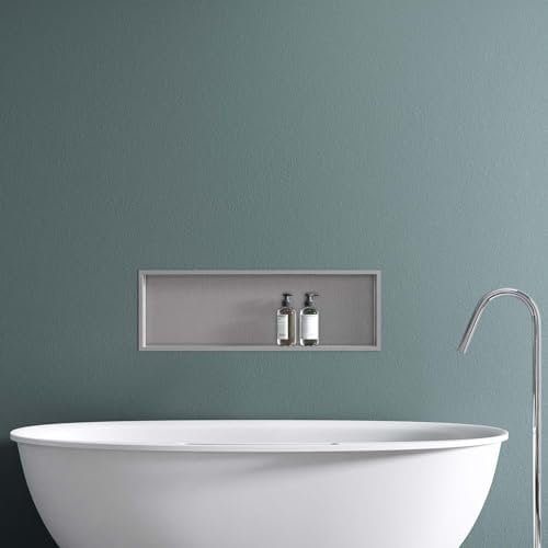 doporro Nicchia Doccia a Parete 30x90x8.3cm, Nicchia Bagno Doccia a Muro a Incasso in Acciaio Inox, Argento