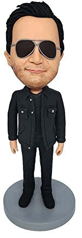 mydedor Custom Bobble-Heads Figur Customized Doll, Sonnenbrille Mann im schwarzen Anzug Custom Bobble Head, Bobble Head Figuren Handmade personalisierte Skulptur Geschenk für Mann