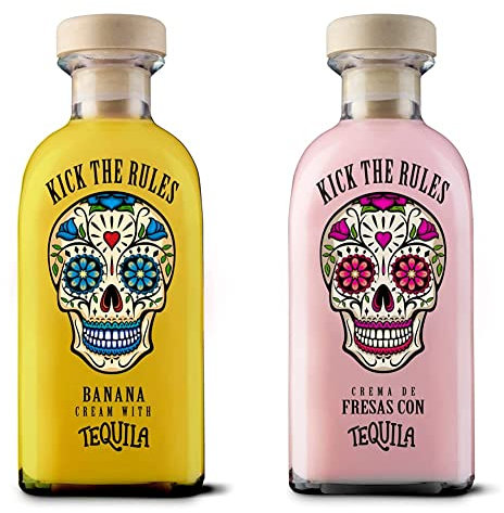 KICK THE RULES - Crema de Banana con Tequila - 15º - Botella de 0,7L - Tequila de Banana & Crema de Fresas con Tequila - 15º - Botella de 0,7L - Tequila de Fresa - Tequila Rosa