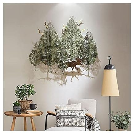 Art Fait à la main Silhouette décoration murale arbre de vie métal mur Art forêt vent plante tenture murale en fer forgé maison Art pour salon Stickers muraux 3D