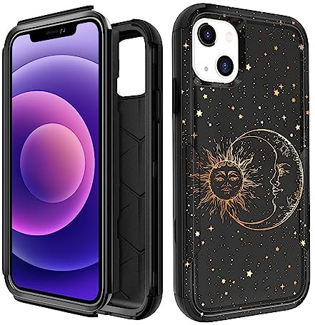 Pegmode for iPhone 15 Plus Case - Heavy Duty Protective Designer Sun Moon Cute Cartoon Hard Shockproof Bumper Phone Cases for Apple 15 Plus for Girly Women Men Girls Boys Teens