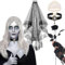 Hestya Geisterbraut Kostüm Friedhof Zombie Braut Kostüm für Damen Accessoires für Verkleidung Erwachsene Cosplay Party